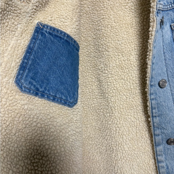 GAP Soft Denim Sherpa Button Front Jacket w Patch Pockets 1 Inner Pocket. XL - Picture 5 of 16
